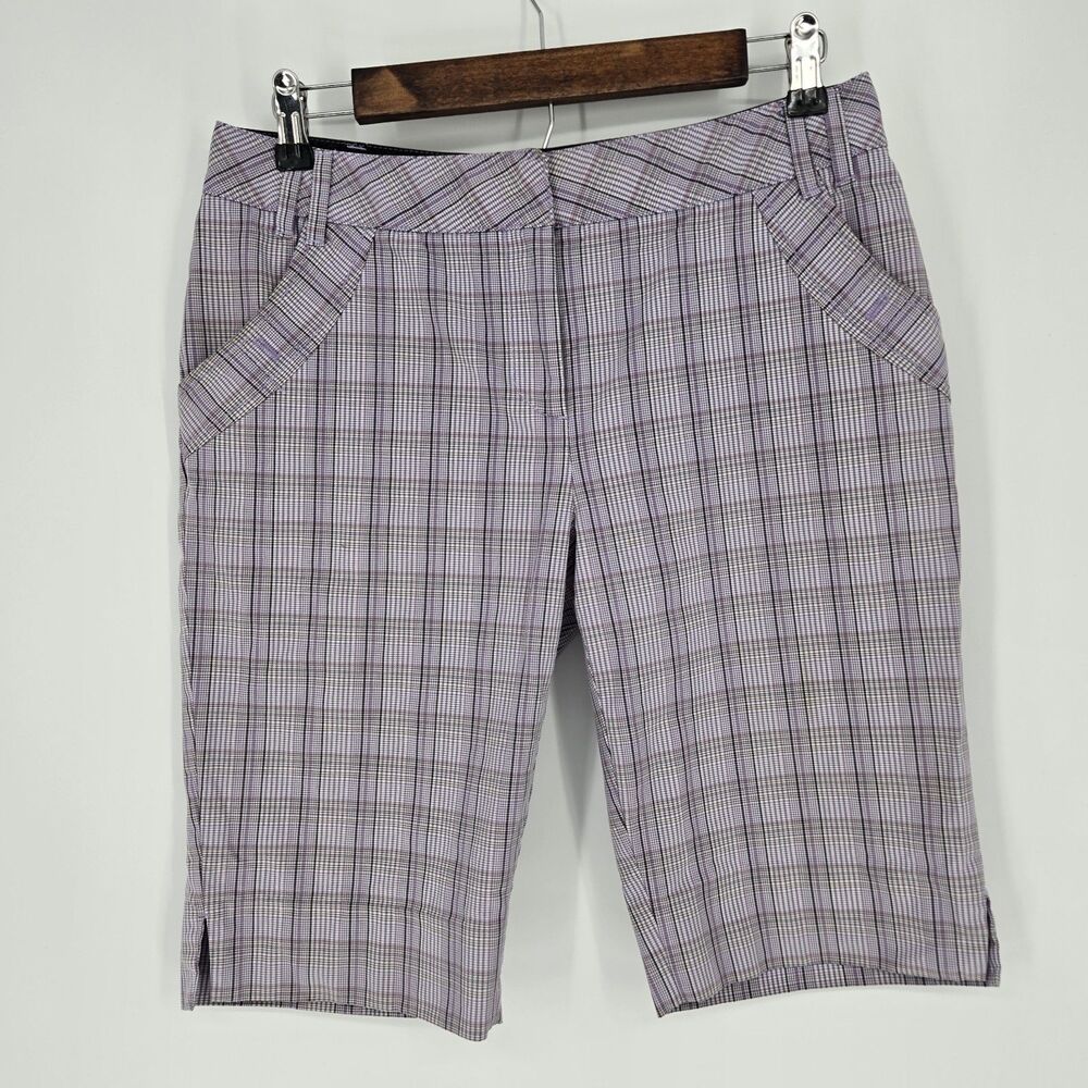Cutter & Buck Purple Plaid Bermuda Shorts Clueless Y2K Academia 6